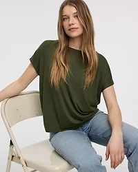 T-shirt à manches courtes dolman et col bateau