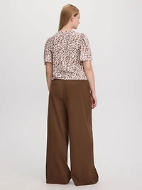 Crew-Neck Top with Short Flutter Sleeves