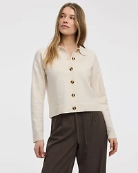 Long-Sleeve Polo Cardigan