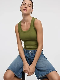 Scoop-Neck Ribbed Tank