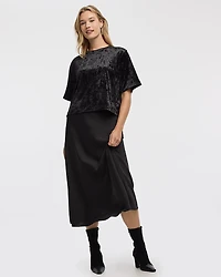 Short-Sleeve Crew-Neck Velvet Boxy Top