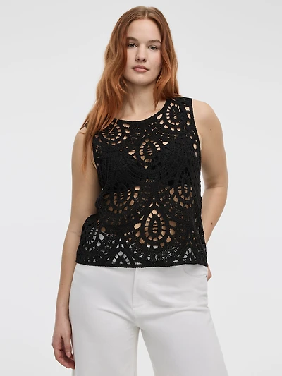 Camisole crochetée à col rond