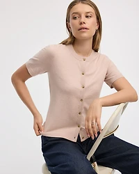 Short-Sleeve Buttoned-Down Cardigan