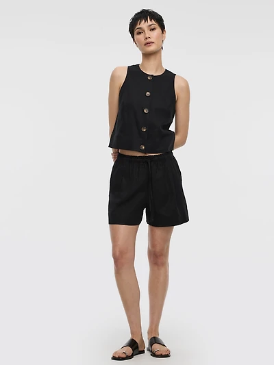 Linen-Blend Shorts with Elastic Waistband