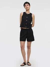 Linen-Blend Shorts with Elastic Waistband