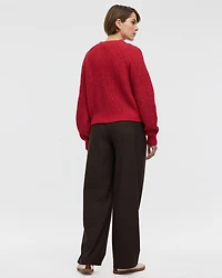 Cardigan à manches longues bouffantes et col rond