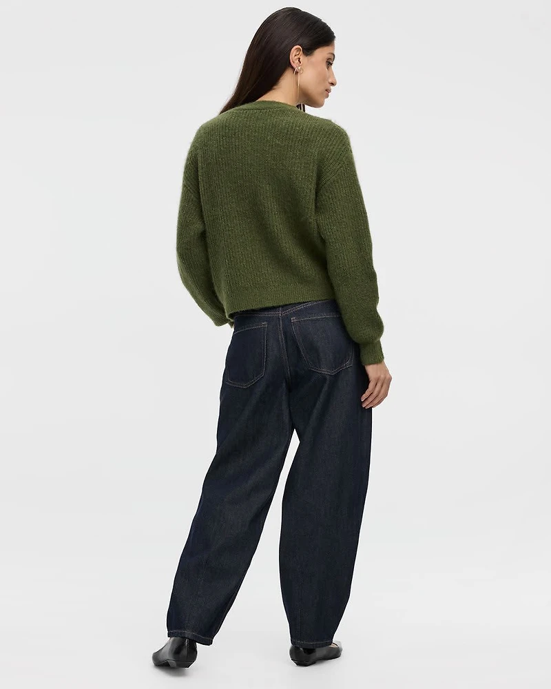 Long-Sleeve V-Neck Loose Cardigan