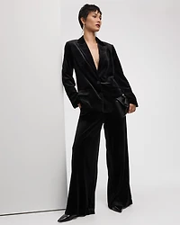 Wide-Leg High-Rise Velvet Pant