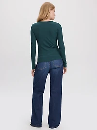 Long-Sleeve Crew-Neck Ribbed T-Shirt