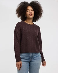 Long-Sleeve Crew-Neck Pullover with Cable Stitches