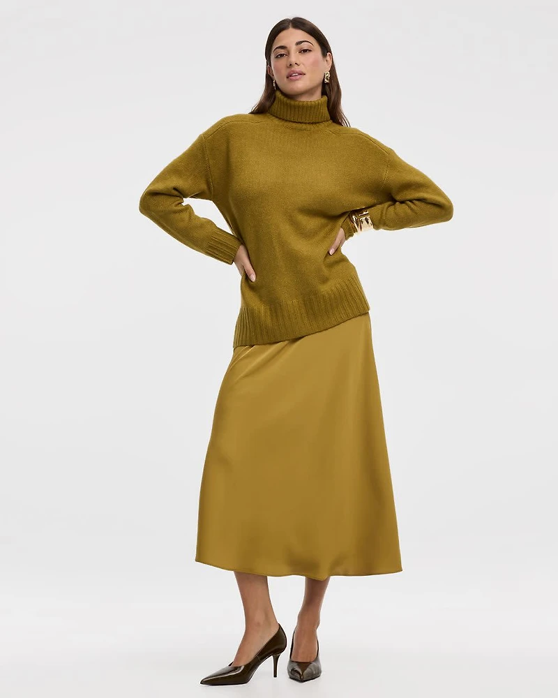 Satin A-Line Midi Skirt