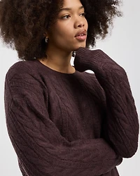 Pull à manches longues et col rond en tricot torsad