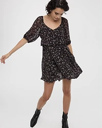 Long-Sleeve Empire Dress with Sweetheart Neckline