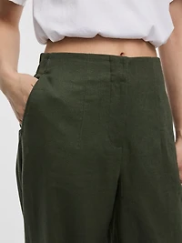 Pantalon en mélange de lin à jambe ballon