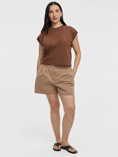 Fine Twill Pleated Shorts