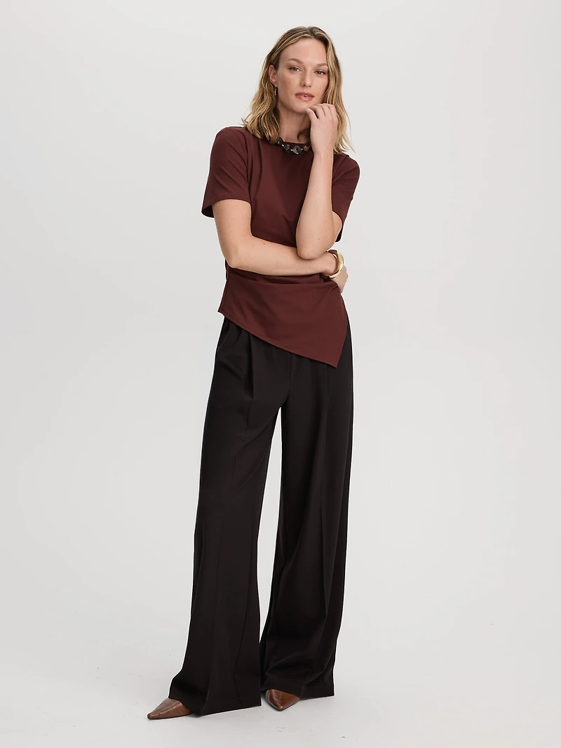 Pantalon à jambe large taille haute
