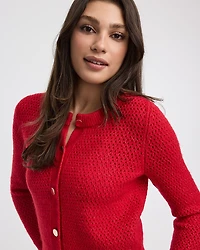 Long-Sleeve Crew-Neck Fitted Cardigan