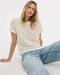 T-shirt crocheté à col rond