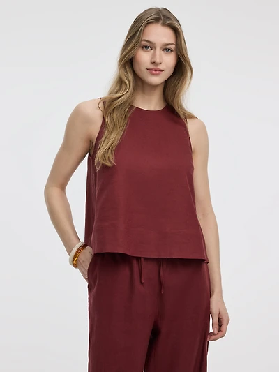 Sleeveless Crew-Neck Blouse