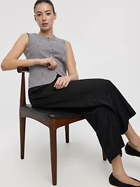 Pantalon court en tricot piqué à jambe large