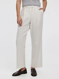 Linen-Blend Straight-Leg High-Rise Pant - Curvy Fit