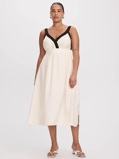 Robe midi sans manches à col en coeur