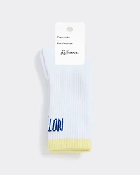 Ribbed Socks with Quote at Hem