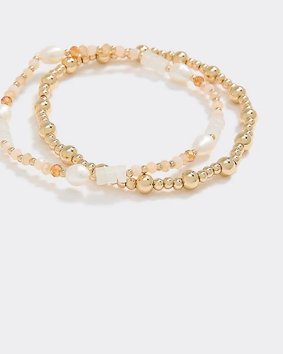 Beaded Elastic Bracelets - Set of 2