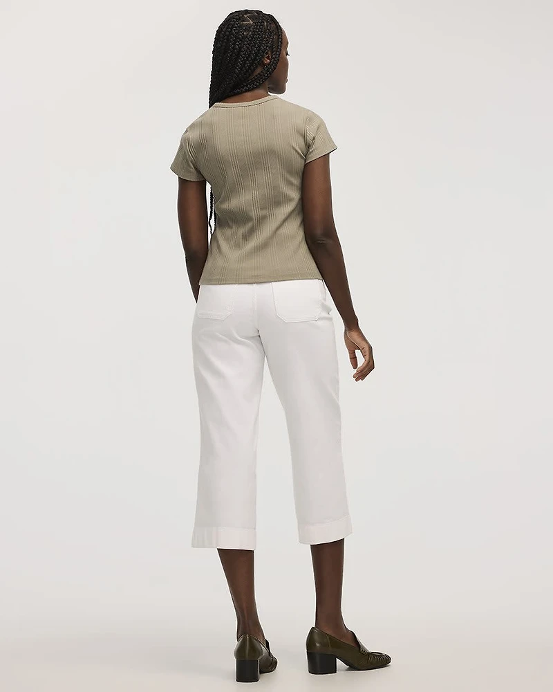 Fitted Crew-Neck Ribbed T-Shirt