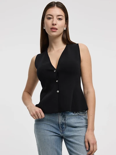 Débardeur en tricot avec ourlet péplum