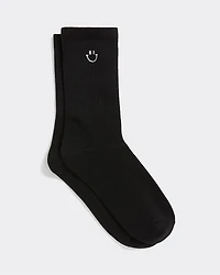 Ribbed Socks with Smiley Face at Hem