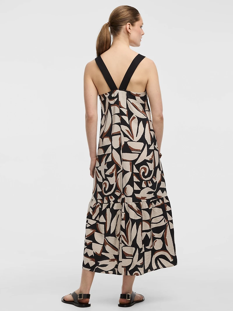 Robe maxi sans manches à bretelles contrastées