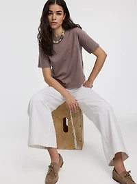 Jean à jambe large et taille haute