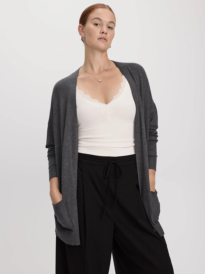 Long-Sleeve Open Cardigan with Pockets - R Essentials
