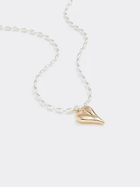 Two-Tone Short Necklace with Heart Pendant