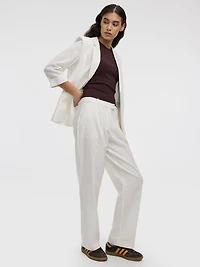 Linen-Blend Straight-Leg High-Rise Pant