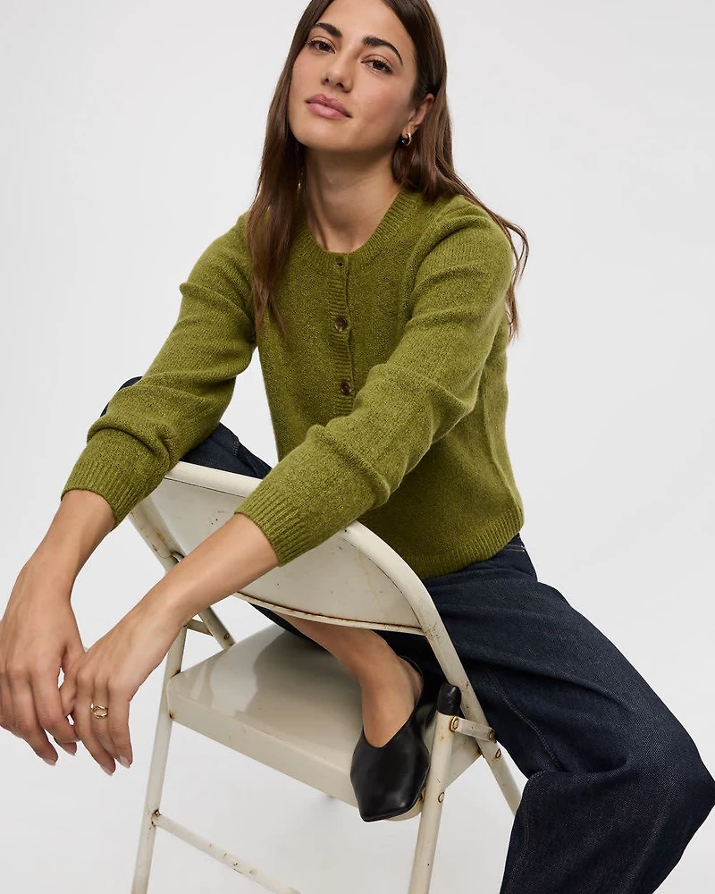 Long-Sleeve Crew-Neck PlushSoft Cardigan