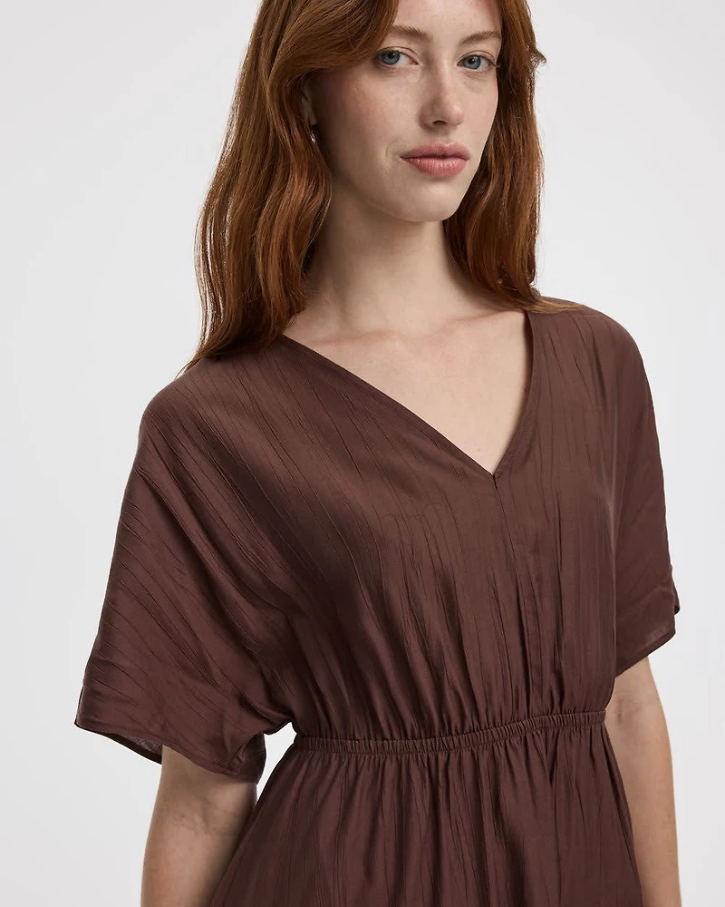 Short-Sleeve V-Neck Mini Dress