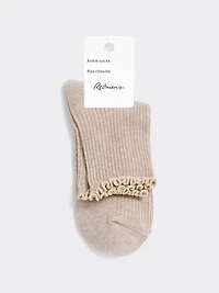 Cotton Anklet Socks with Ruffled Hems