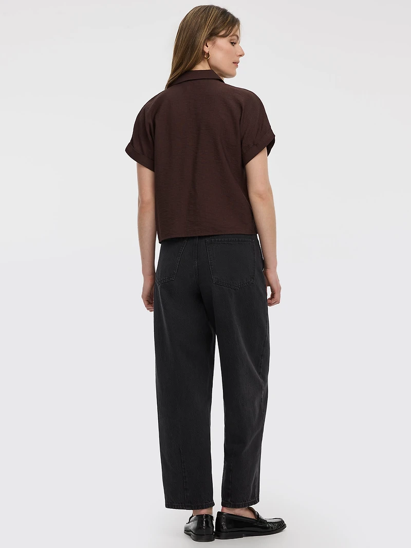 Satiny Short-Sleeve Shirt