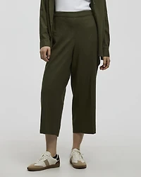 Cropped Wide-Leg Linen-Blend Pant