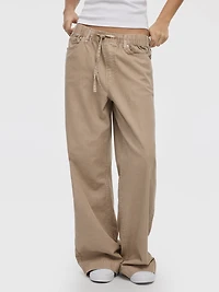 Pantalon à enfiler en mélange de lin jambe large