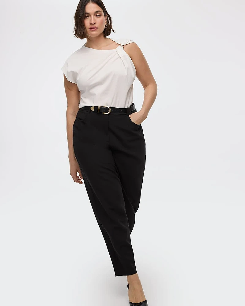 Pantalon taille mi-haute à jambe ballon