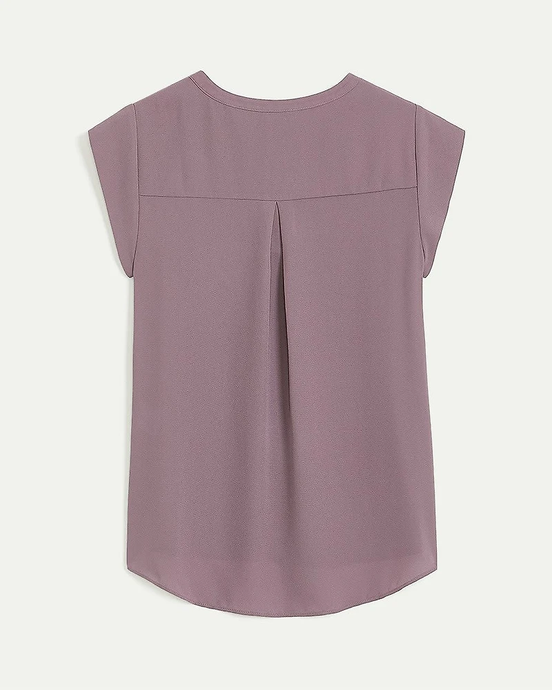 Cap Sleeve Split Neck Blouse - R Essentials