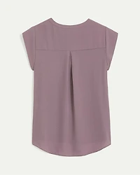 Cap Sleeve Split Neck Blouse - R Essentials