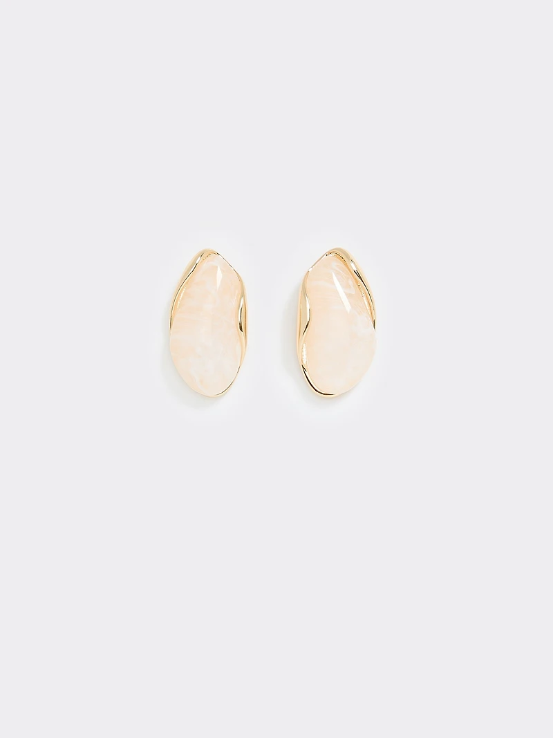 Earrings with Oval Resin Pieces