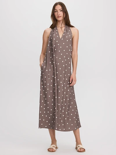 Sleeveless Halter-Neck Maxi Dress