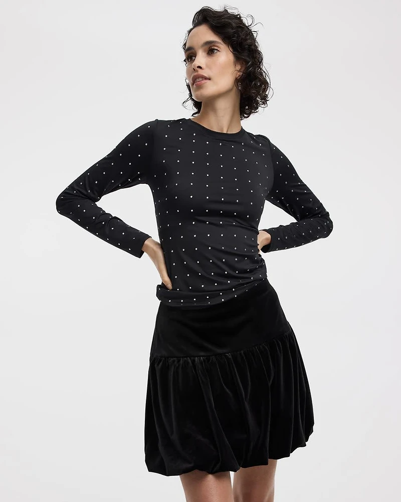 Mini-jupe ballon en velours