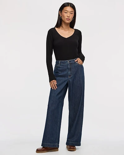 Jean à jambe large et taille haute