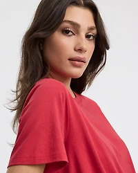 T-shirt à col rond avec ourlet bouffant